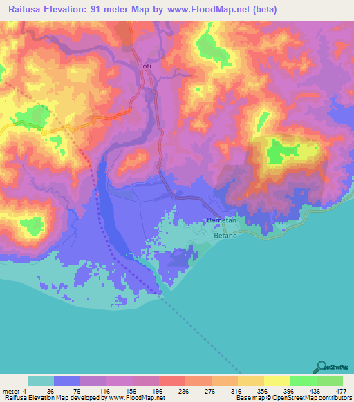 Raifusa,East Timor Elevation Map