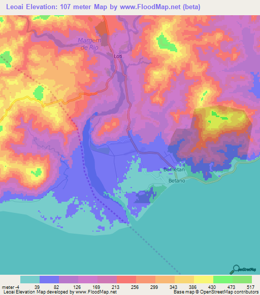 Leoai,East Timor Elevation Map