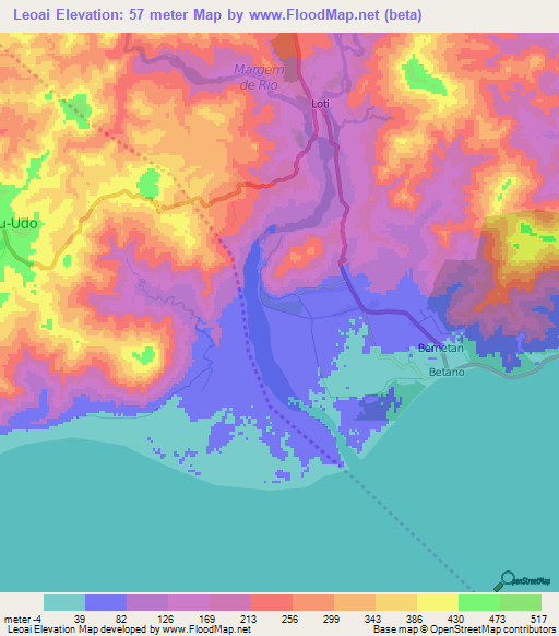 Leoai,East Timor Elevation Map