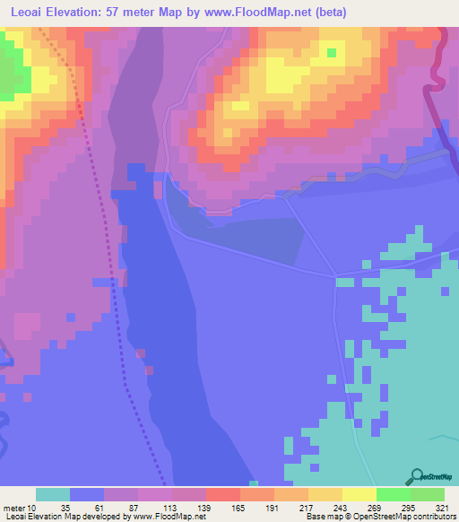 Leoai,East Timor Elevation Map