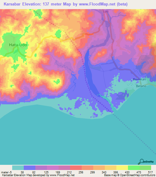 Karsabar,East Timor Elevation Map