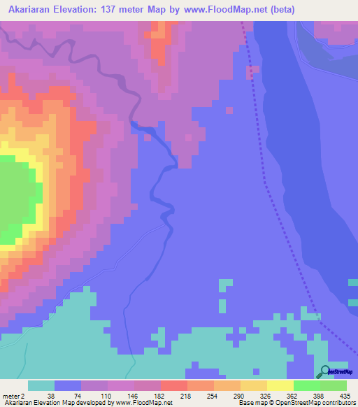 Akariaran,East Timor Elevation Map