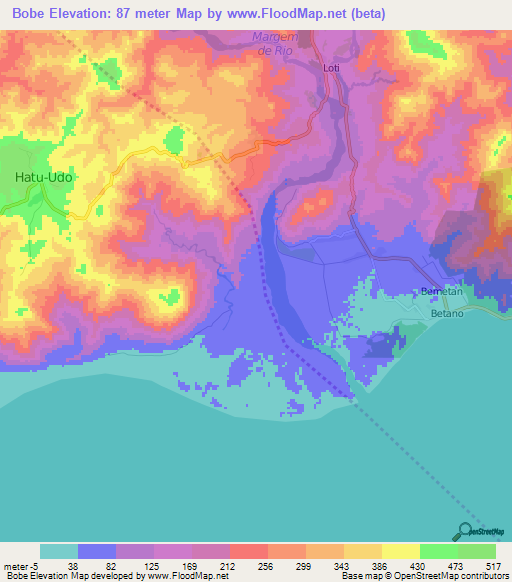 Bobe,East Timor Elevation Map