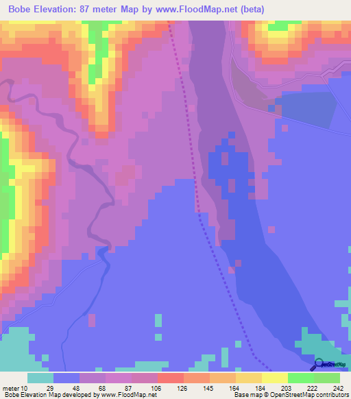 Bobe,East Timor Elevation Map