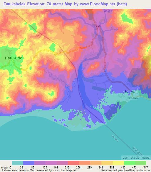Fatukabelak,East Timor Elevation Map
