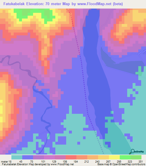 Fatukabelak,East Timor Elevation Map