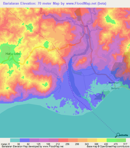 Barialaran,East Timor Elevation Map