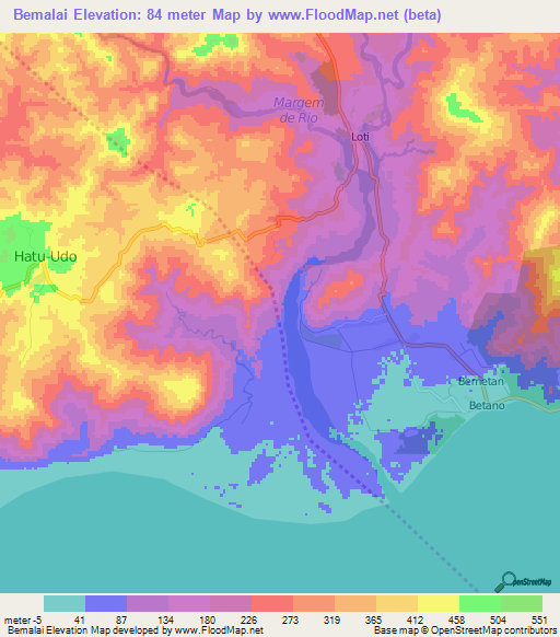 Bemalai,East Timor Elevation Map