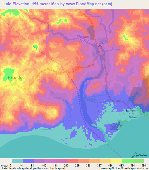 Lale,East Timor Elevation Map