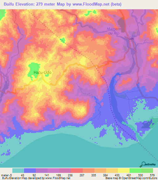 Buifu,East Timor Elevation Map