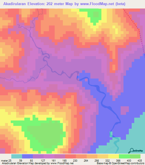 Akadirularan,East Timor Elevation Map