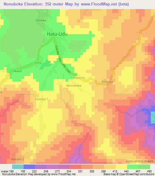 Nonuboka,East Timor Elevation Map