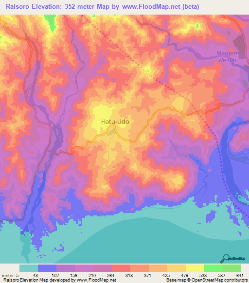 Raisoro,East Timor Elevation Map