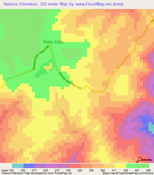 Raisoro,East Timor Elevation Map