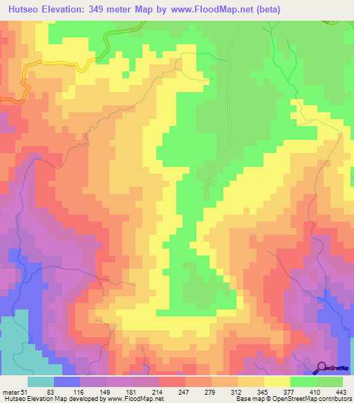 Hutseo,East Timor Elevation Map
