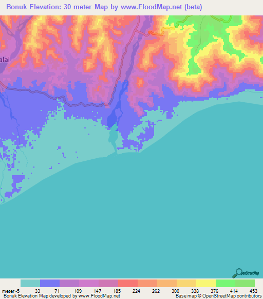 Bonuk,East Timor Elevation Map