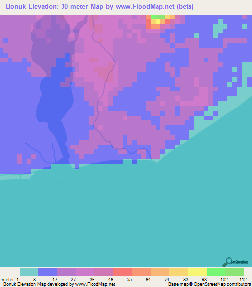Bonuk,East Timor Elevation Map