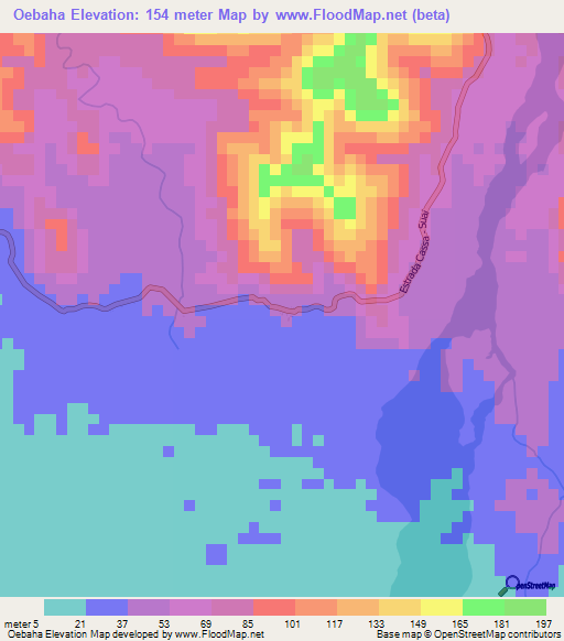 Oebaha,East Timor Elevation Map