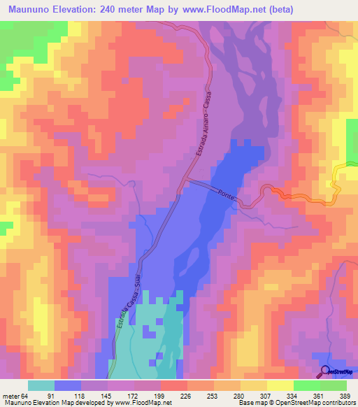 Maununo,East Timor Elevation Map