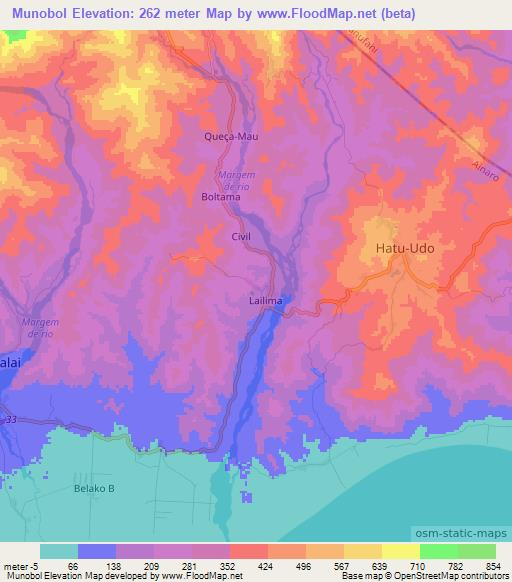 Munobol,East Timor Elevation Map