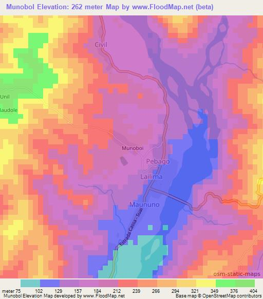 Munobol,East Timor Elevation Map