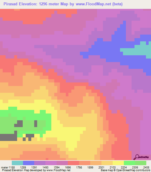 Pirasad,Iran Elevation Map