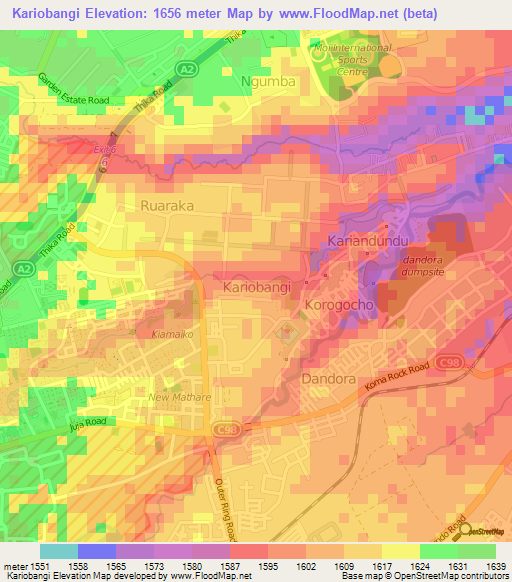 Kariobangi,Kenya Elevation Map