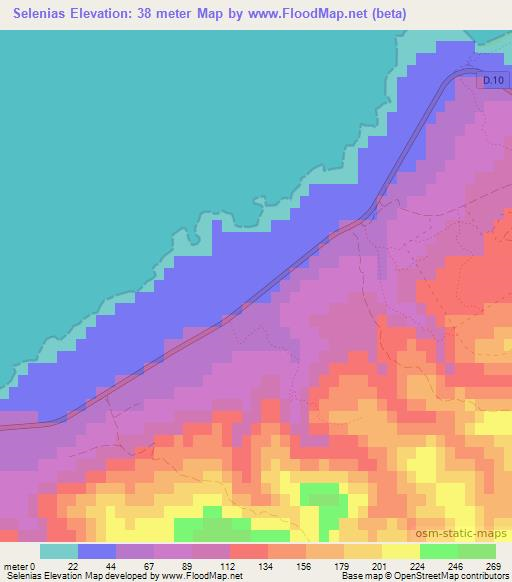Selenias,Cyprus Elevation Map