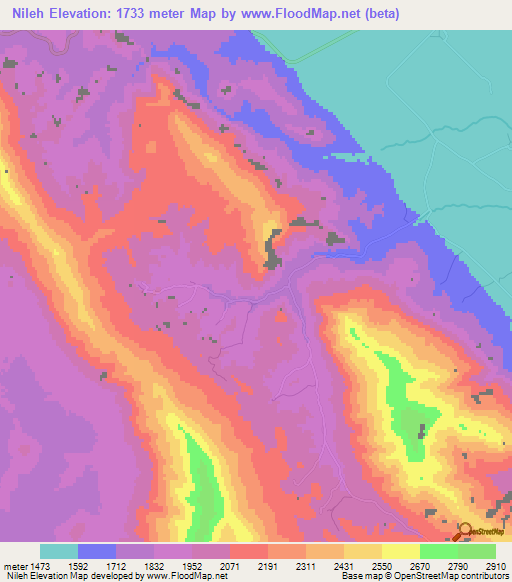 Nileh,Iran Elevation Map