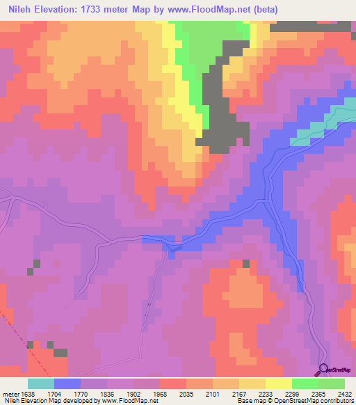 Nileh,Iran Elevation Map