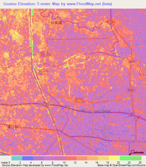 Goutou,China Elevation Map