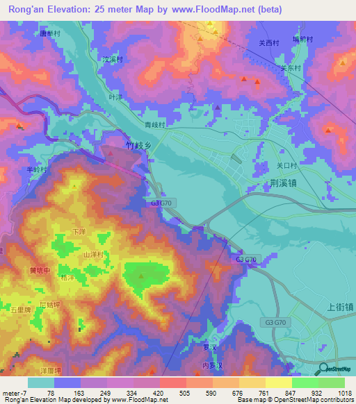 Rong'an,China Elevation Map