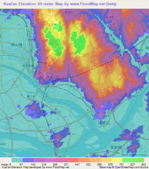 Kuai'an,China Elevation Map