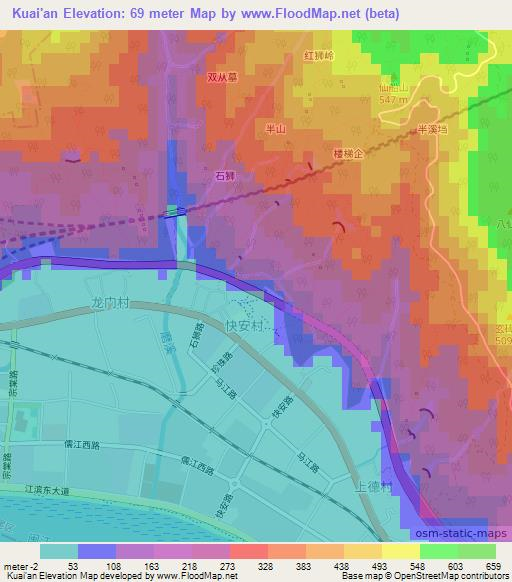 Kuai'an,China Elevation Map