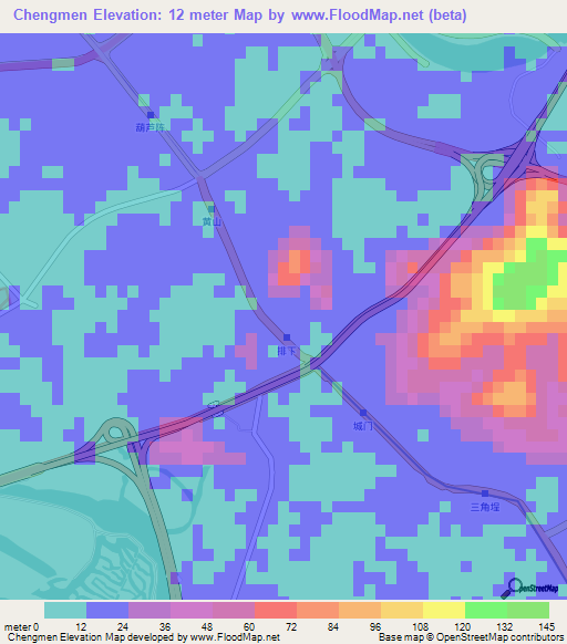 Chengmen,China Elevation Map