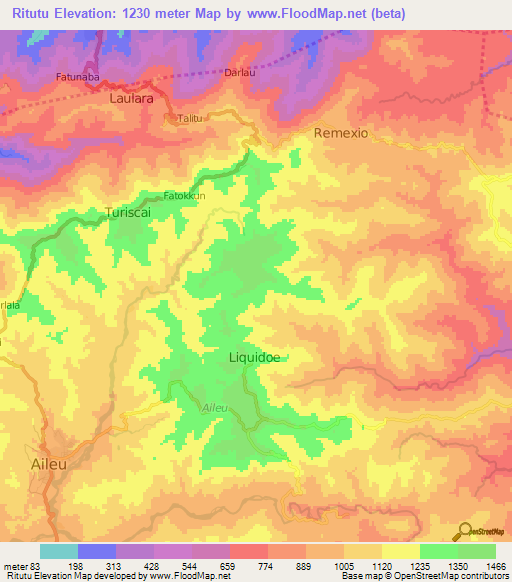 Ritutu,East Timor Elevation Map