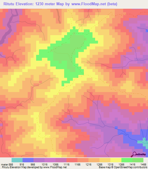 Ritutu,East Timor Elevation Map