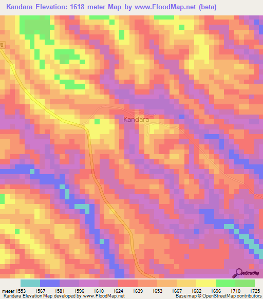 Kandara,Kenya Elevation Map