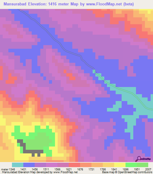 Mansurabad,Iran Elevation Map