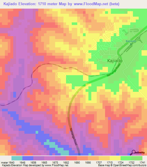 Kajiado,Kenya Elevation Map