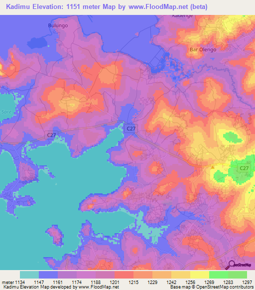 Kadimu,Kenya Elevation Map