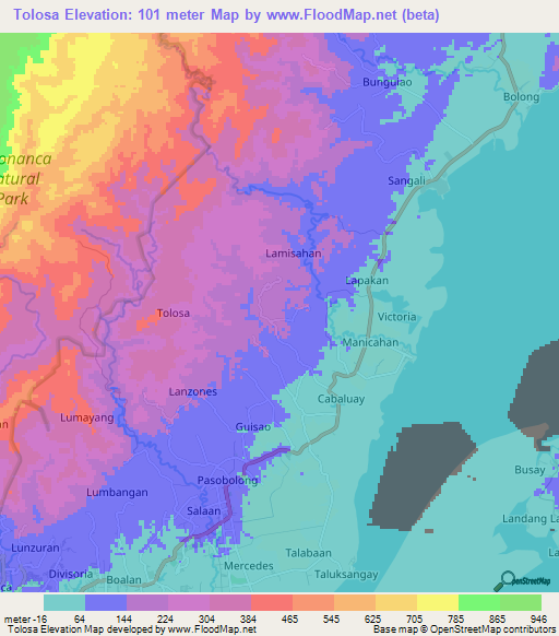 Tolosa,Philippines Elevation Map