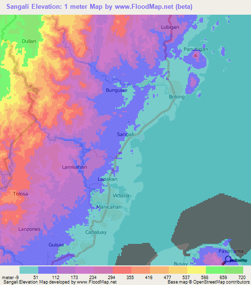 Sangali,Philippines Elevation Map