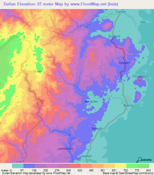 Dulian,Philippines Elevation Map