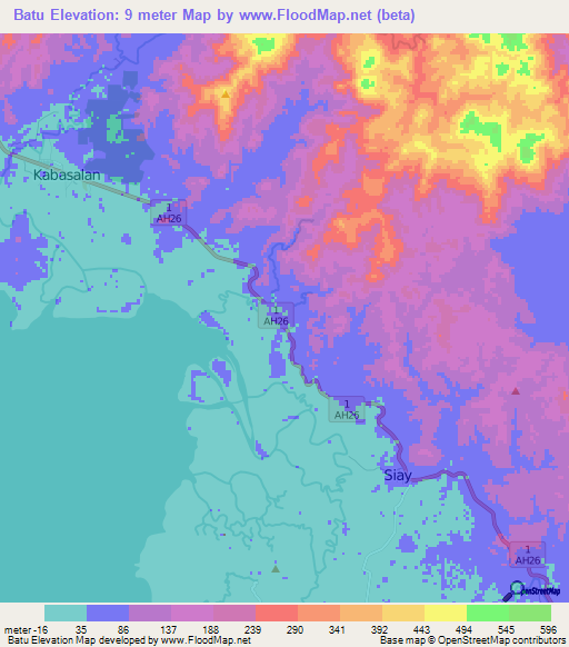 Batu,Philippines Elevation Map