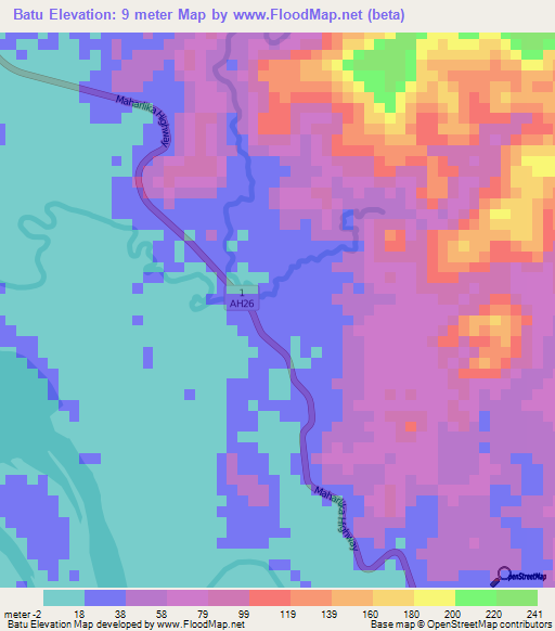 Batu,Philippines Elevation Map