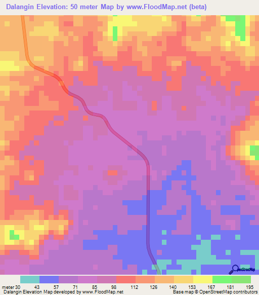 Dalangin,Philippines Elevation Map