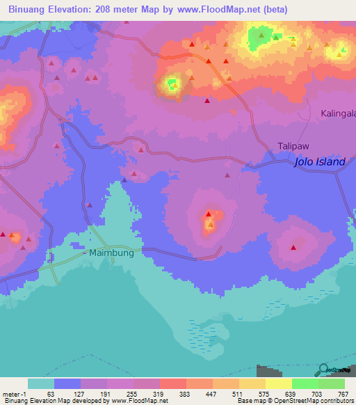 Binuang,Philippines Elevation Map