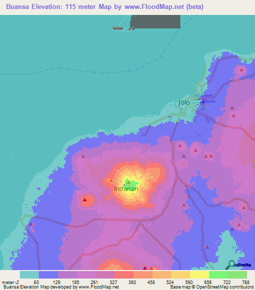 Buansa,Philippines Elevation Map