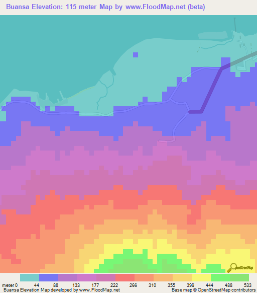 Buansa,Philippines Elevation Map